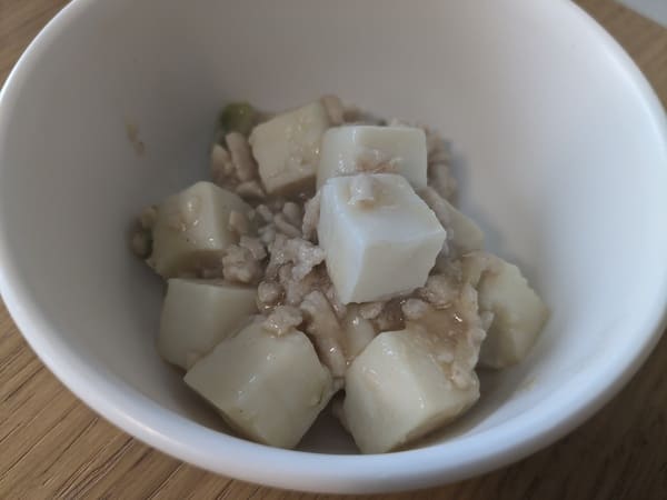 パルシステムのカット絹豆腐で作った麻婆豆腐